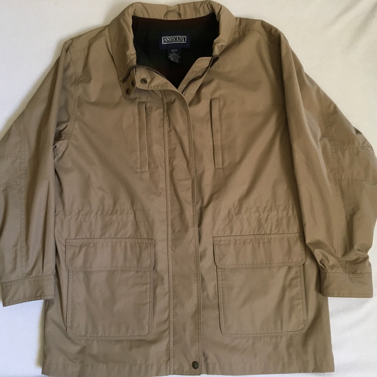 Lands End Women's Beige Fleece Lined Full Zip Squall Jacket