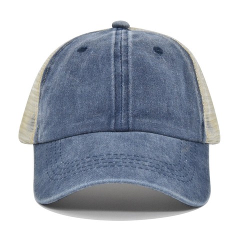 Baseballkappe aus gewaschener Baumwolle für Unisex Netz Trucker Kappen schlicht verstellbar Papa Mütze - Bild 29 von 29