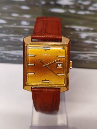 ORIS WATCH CO. WINDING DUAL TONE BWOWN DIAL SWISS MEN'S FULLY WORKING VINTAGE - Picture 5 of 24