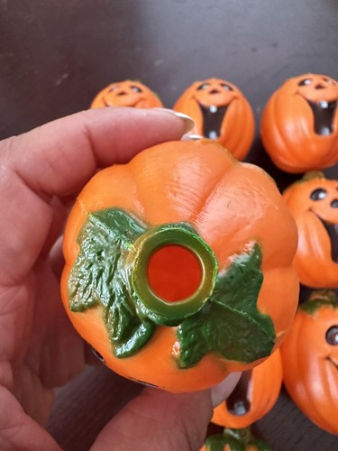 Pumpkin Blow Mold Light Cover Only Halloween 3” Set Of 10 Replacements EUC Vtg - Picture 6 of 8