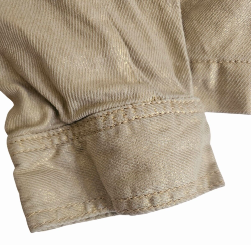 Lane Bryant Jacket Women's 16W Beige Tan Gold Metallic Thread Ruffles Zip Linen - Picture 13 of 13
