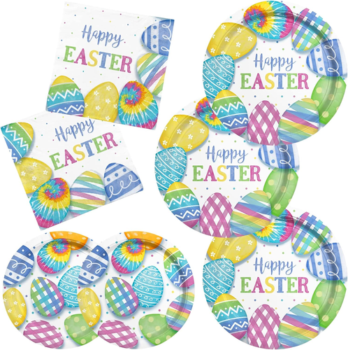 Happy Easter Party Supplies Kit, Easter Disposable Dinnerware Includes, Paper Di - Picture 10 of 12