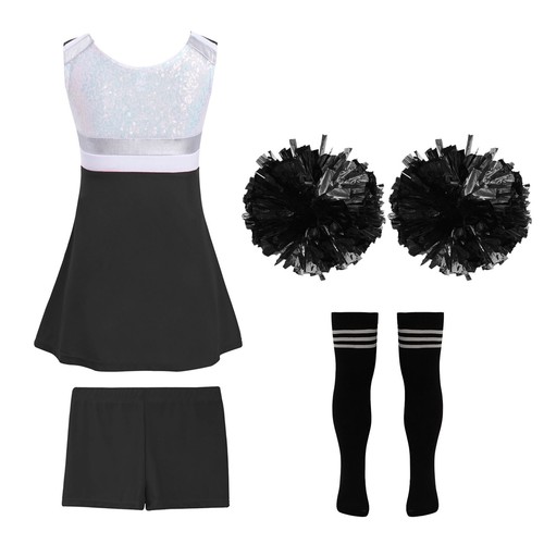 Kinder Mädchen Kleider Anzug gestreift Jubel Führende Uniform Halloween glänzend Outfit - Bild 43 von 64