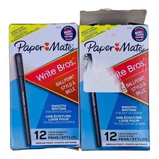24 Pens Paper Mate Write Bros. Medium Point Black Ink Ballpoint Pen