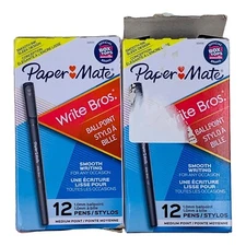 24 Pens Paper Mate Write Bros. Medium Point Black Ink Ballpoint Pen