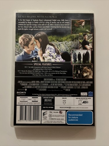 The Twilight Saga - Eclipse (Special Edition, 2 Disc DVD, 2010) Region 4 PAL - Picture 2 of 10
