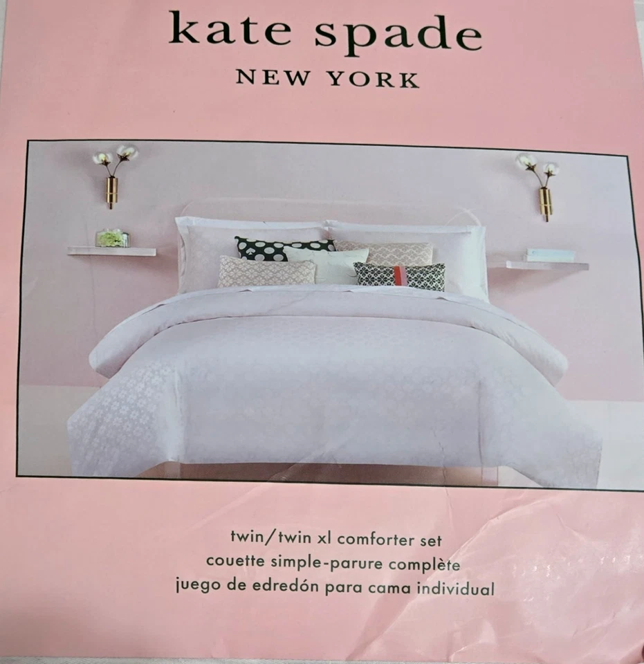 Conjunto de edredom duplo Kate Spade giz rosa floral com bolinhas - Imagem 2 de 3