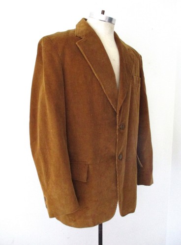 VGC Vtg 60s 70s Rat Pack K-Mart Brown Corduroy Blazer Preppy Professor Japan 42L - Picture 2 of 6