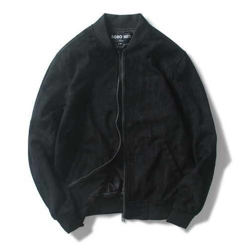 Men's Faux Suede Leather Varsity Jackets Bomber Coats Slim Fit Baseball Student - Picture 5 of 27