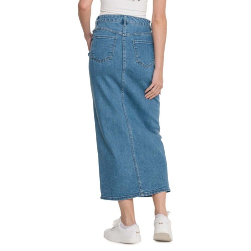 NWT OAT NY Women's Five Pocket Style Front Slit Denim Maxi Skirt   Size: 27-30 - Foto 3 di 5