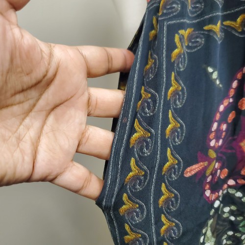 Hermant & Nandita Embroidered Button down Maxi Dress 100% Silk Sz Large Boho - Bild 10 von 13