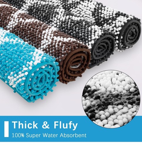 Alfombras de baño Chenille alfombra de baño lavable a máquina antideslizante 20"" x 32"" secado rápido - Imagen 10 de 12