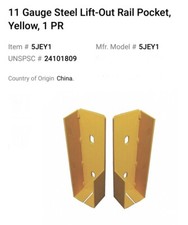 (2) NEW (open box ) 11 Gauge Steel Yellow Lift-Out Rail Pockets # 5JEY1
