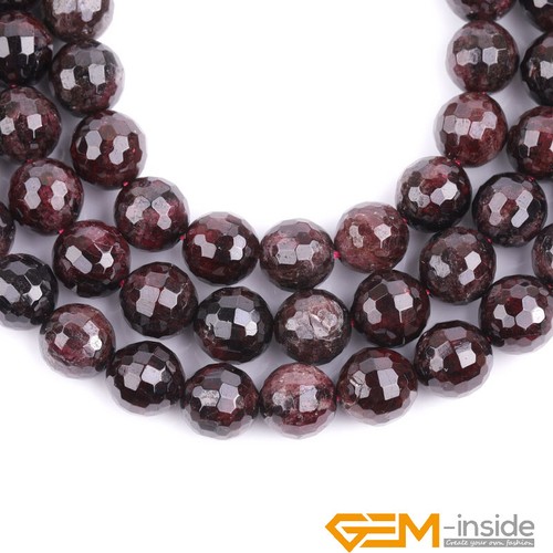 Natural Dark Red Garnet Gemstone Faceted Round Beads For Jewelry Making 15" YB - Picture 45 of 58