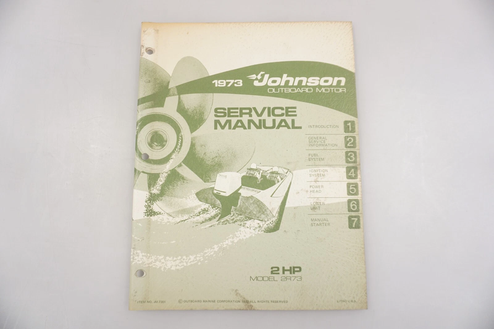 1973 Johnson Outboard 2 HP 2R73 Service Shop Manual JM-7301