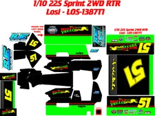 TEAM LOSI 22S  1X10 SPRINT LOS-1387T1  DAYS OF THUNDER MTCT DECAL WRAP KIT