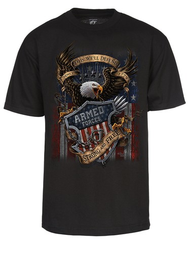 Mens US Armed Forces T-Shirt - Since 1775 Patriotic Strong and Free Shirt - Picture 1 of 3