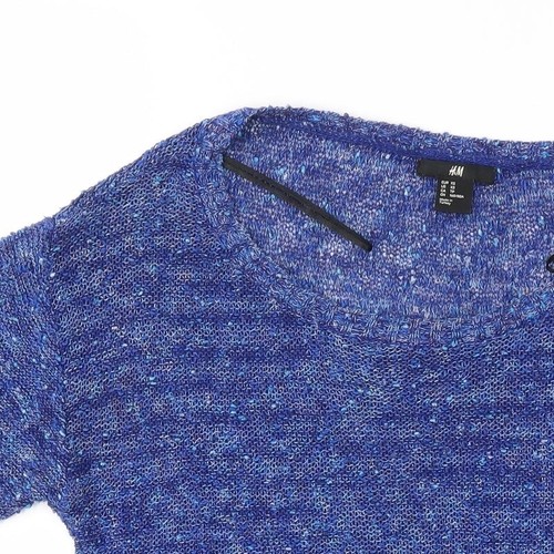H&M Womens Blue Acrylic Blend Basic T-Shirt Size XS Crew Neck - Picture 7 of 12