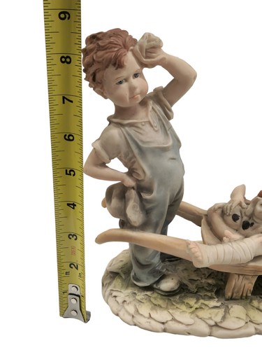 Capodimonte Style big L'Arte Nel Mondo 2 boys w/ dog Figurine Italy Collectible - Picture 11 of 12