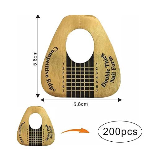 200Pcs Acrylic Nail Forms Sticker, Thick Nail Art Tips B-200Pcs Golden - Picture 3 of 6