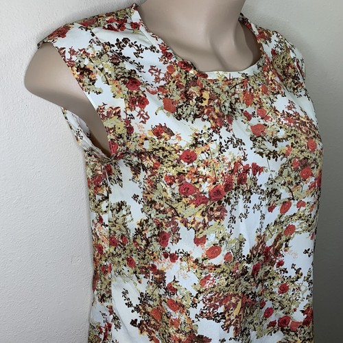 Large Floral Short Sleeve Blouse Joe Fresh Orange Red Brick Lightweight - Picture 7 of 7