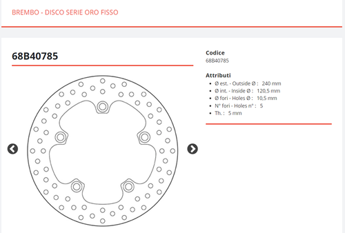 DISCO FRENO POSTERIORE BREMBO SERIE ORO SUZUKI 600 GSR 2006-2007 2008 2009 2010 - Imagen 7 de 9