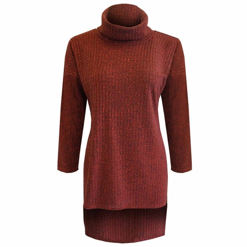 NEW WOMENS HIGH SLIT SIDE LONG SLEEVE RIBBED JUMPER LADIES TOP SPLIT TUNIC LOOK - Picture 7 of 8