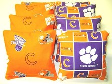 8 CORNHOLE BEAN BAGS BAGGO CLEMSON TIGERS TAILGATE BAG TOSS GAME REGULATION