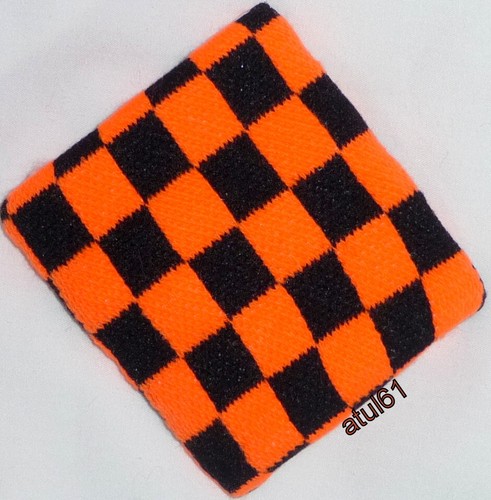 1 Check Checked Wrist Band Colour Hen Party Fancy Dress Sweatband Wristband - Picture 40 of 75