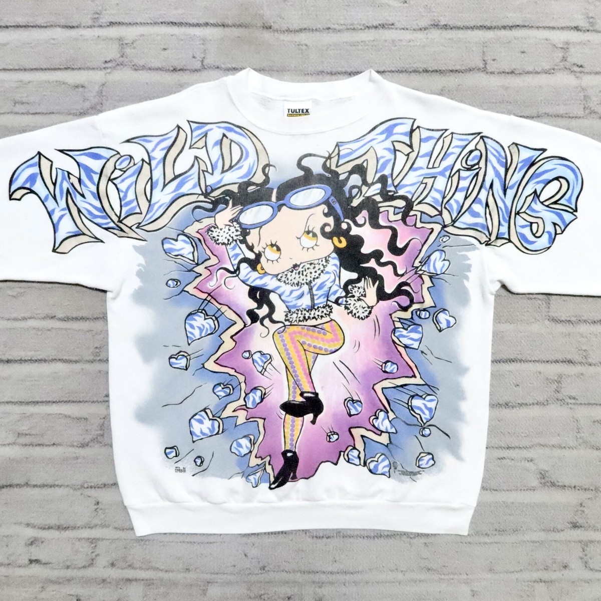 90s BettyBoop USA製 Vintage 90s Betty Boop Rainbow Sweatshirt Heart M Freeze