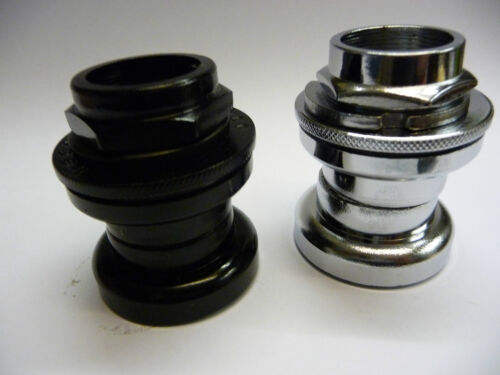 Standard 1" Threaded Steel Headset Black / Chrome Retro 30mm Cup Diameter - Picture 2 of 19