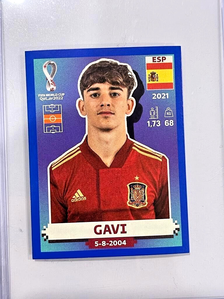 2022 Fifa World Cup Panini Sticker Qatar GAVI Spain ESP10 Blue Parallel Rookie!!