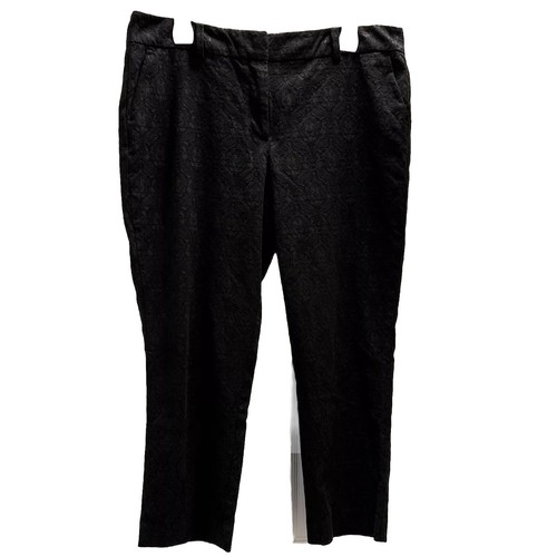 Pantalones negros Ann Taylor Signature W-10P bolsillos recortados texturizados frente plano - Imagen 1 de 8