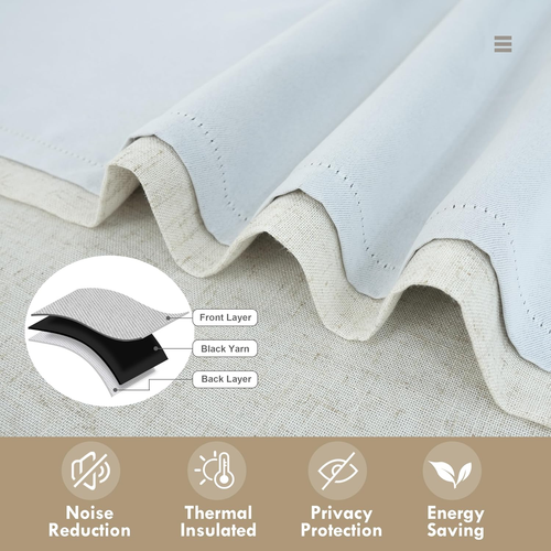 Double Layer Linen Blackout Tie up Curtains Thermal Insulated Fully Lined Balloo - Picture 6 of 13