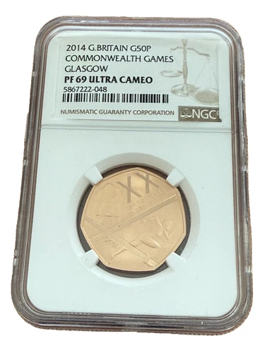 Great Britain 2014 Gold 50 Pence NGC PF69UC Commonwealth Games Mintage 385