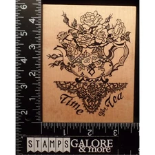 PSX Rubber Stamps K-1362 TIME FOR TEA POT BOUQUET FLOWERS ROSES LACE TABLE #2409