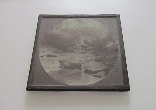 Glass Magic Lantern Slide BRIDGE OVER A MOUNTAIN STREAM C1890 PHOTO - Picture 2 of 2