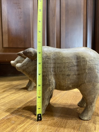 2 Large Pig Figurine Resin Wood Farmhouse Country Decor Primitive - Picture 3 of 12
