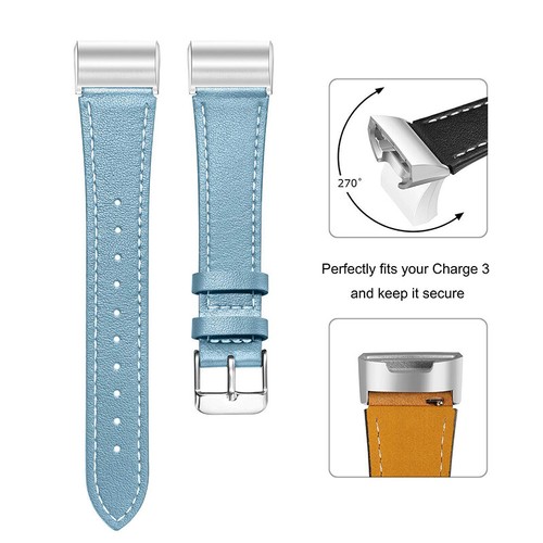 For Fitbit Charge 3/4 Strap Replacement Genuine Leather Wristband Band Bracelet - Picture 9 of 27