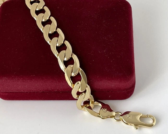 Deluxe Herren Armband 12mm Panzerarmband 585er Gold 14K vergoldet Massiv 25cm - Bild 4 von 4