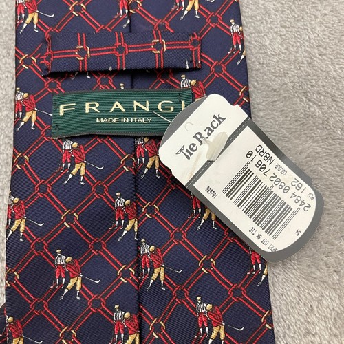 NWT, Frangi Golf Themed Silk Necktie Navy Blue/Red Made in Italy - Picture 4 of 7