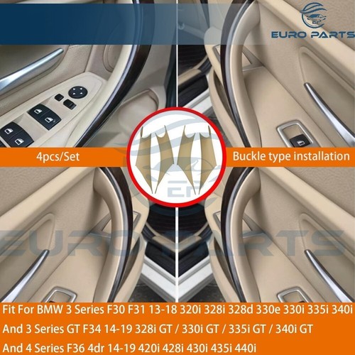 For BMW 3 SeriesF30 F31 M3 F35 Interior Door Pull Handle Cover 4PCS Beige - Picture 2 of 5