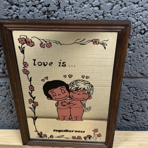 Espejo enmarcado Kim Casali Love Is Togetherness años 70 vintage - Imagen 2 de 16