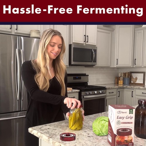 Fermenting Lids for wide mouth mason jars. 4 waterless airlock fermentation l... - Picture 2 of 7