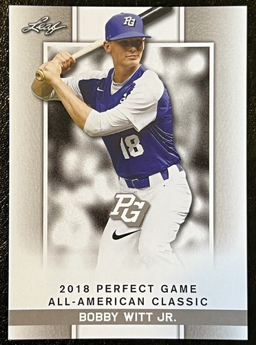 BOBBY WITT JR. 2018 "1ST EVER PRINTED" LEAF PERFECT GAME Mint ROOKIE CARD #48