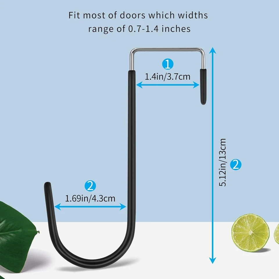 Elegantes ganchos de puerta negros - Paquete de 4 perchas de alta resistencia para organización del hogar Foto 4 de 4