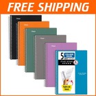Portable 5 Subject Notebooks, 180 Sheets Each, Assorted Colors - Lasts All Year