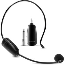 Wireless Microphone Headset, UHF Wireless Headset Mic System, 160ft Range,1/8...