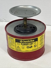 Justrite 10208 Plunger Can 2 Qt. Galvanized Steel Red Made In USA. - Used
