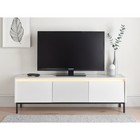 3 Door Led Modern 140cm TV Unit White Finish Cabinet Stand Ribbed l Metal Leg